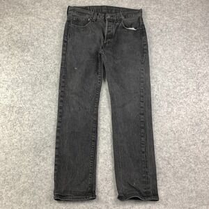 Levis Jeans 30x29 Mens Black Pants‎ 501 Button Fly Straight Dark Denim Tag 32x30